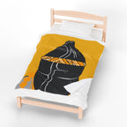 Yellow Velveteen Plush Blanket - Gay Sportsfan Jock Dychead Design Printify