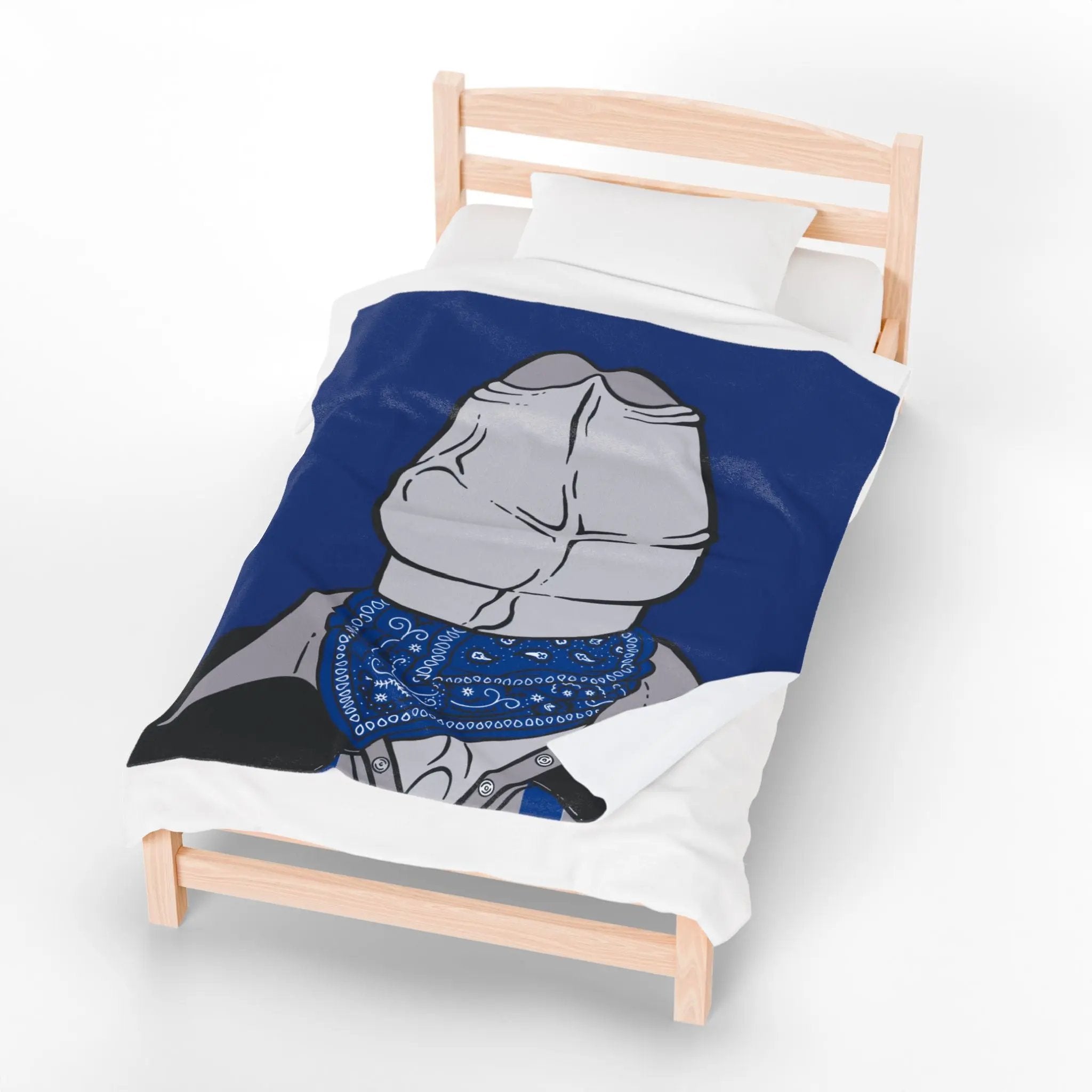 Blue Velveteen Plush Blanket - Gay Cowboy Dychead Design Printify