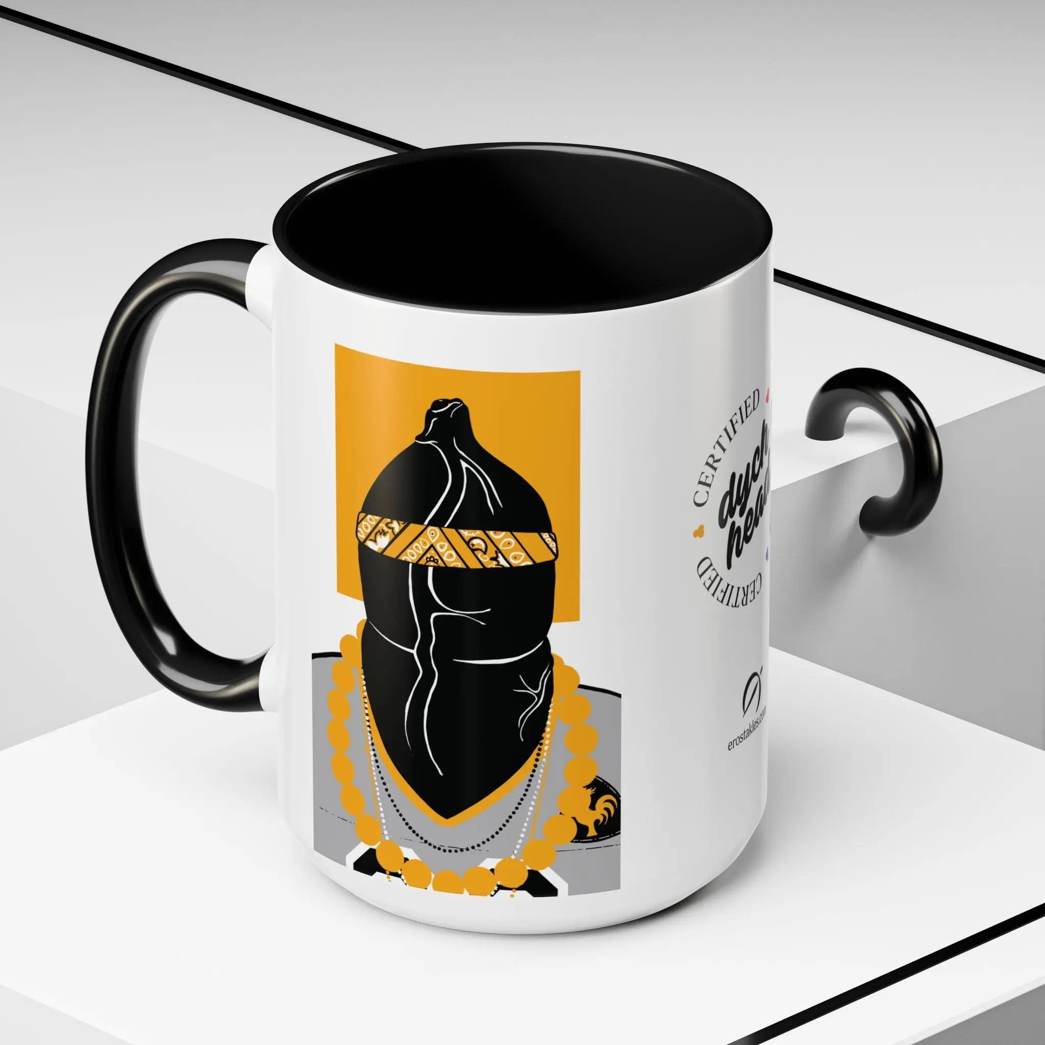 Gay Humor Coffee Mug - Yellow Dychead Queer Gift for Him Printify