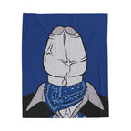 Blue Velveteen Plush Blanket - Gay Cowboy Dychead Design Printify