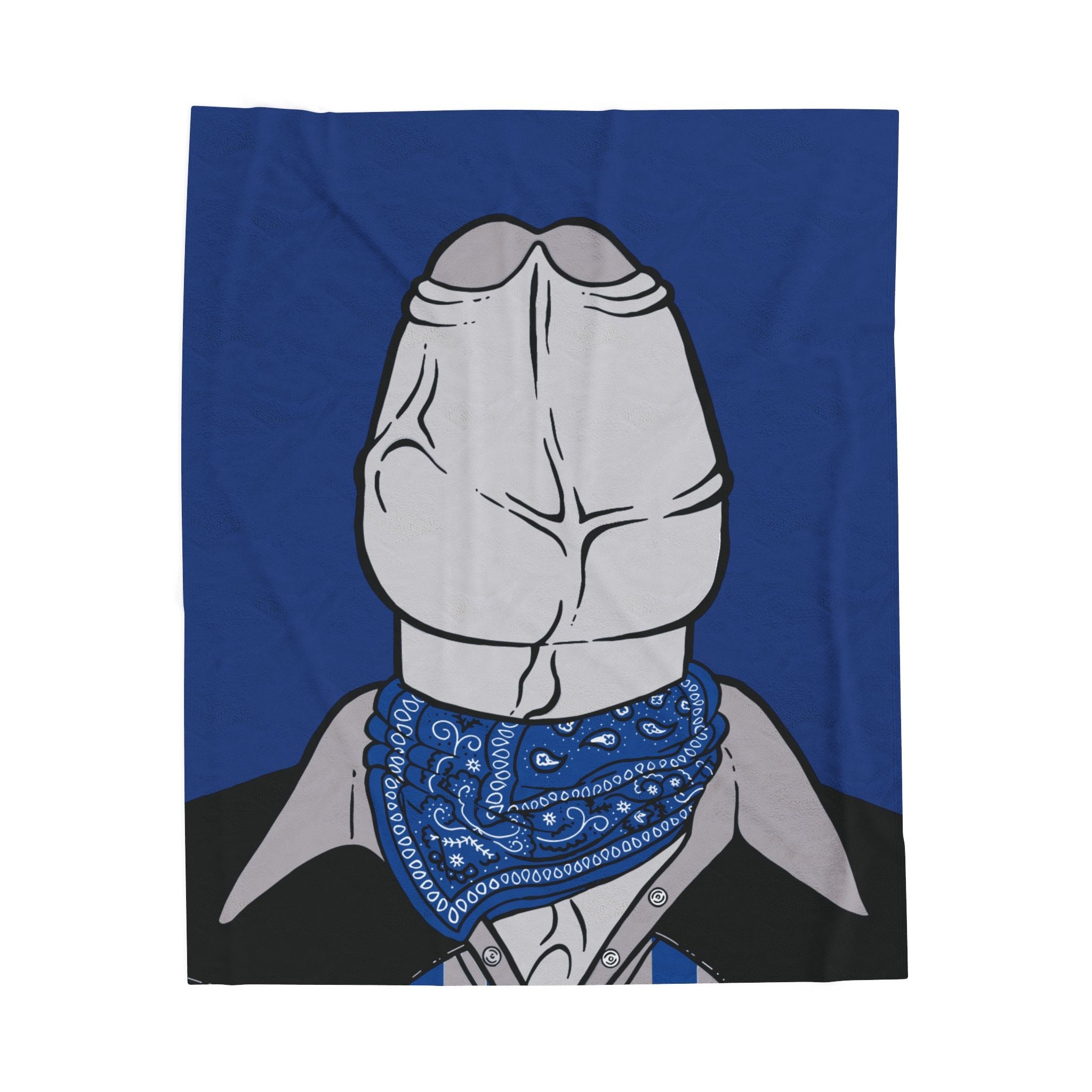 Blue Velveteen Plush Blanket - Gay Cowboy Dychead Design