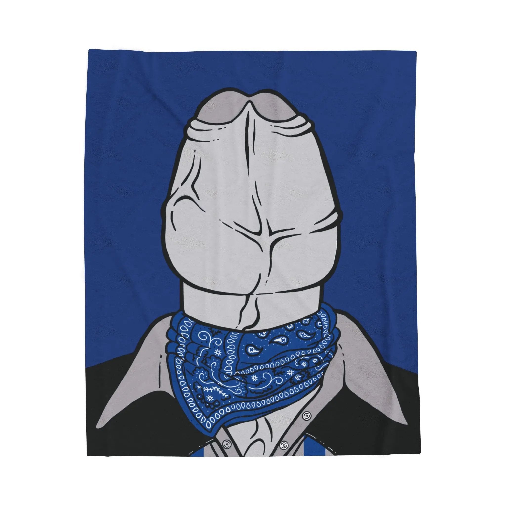 Blue Velveteen Plush Blanket - Gay Cowboy Dychead Design Printify