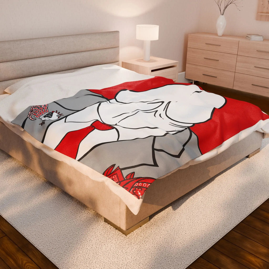 Red Velveteen Plush Blanket - Gay Businessman Dychead Design Printify