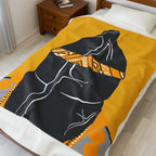 Yellow Velveteen Plush Blanket - Gay Sportsfan Jock Dychead Design Printify